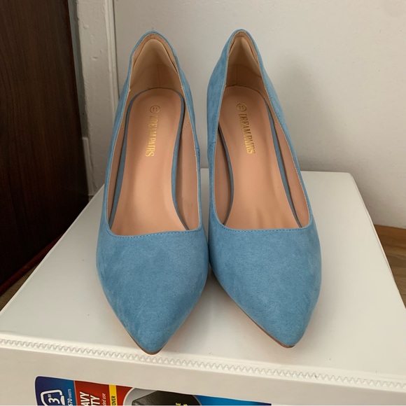 Dream Pairs Christian Pointed Toe High Heel Pump in Light Blue Suede NWOB - Picture 6 of 10